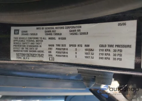 2006 Hummer H3 Suv из США, поврежденный, VIN 5GTDN136768317642